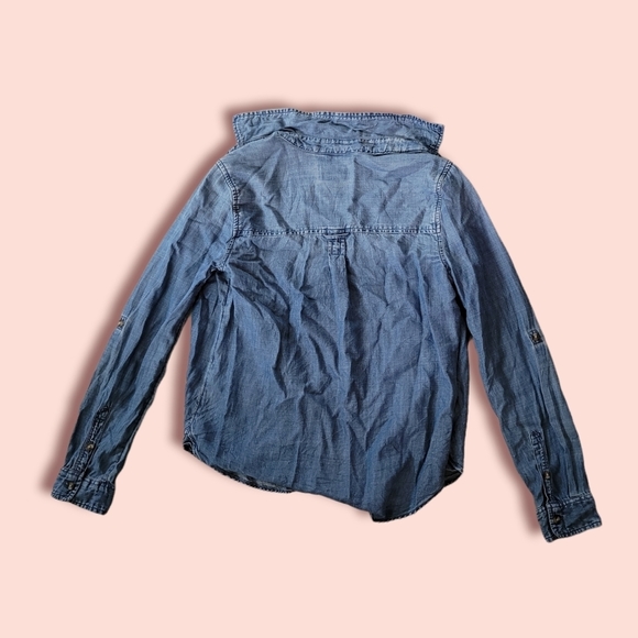 American Eagle denim boyfriend fit button down shirt xs - Picture 2 of 3